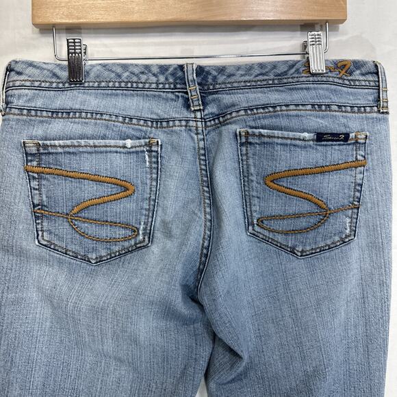 Seven7 Cropped Jeans Women’s Size 31 Blue Light Wash Stretch Denim - Picture 8 of 14